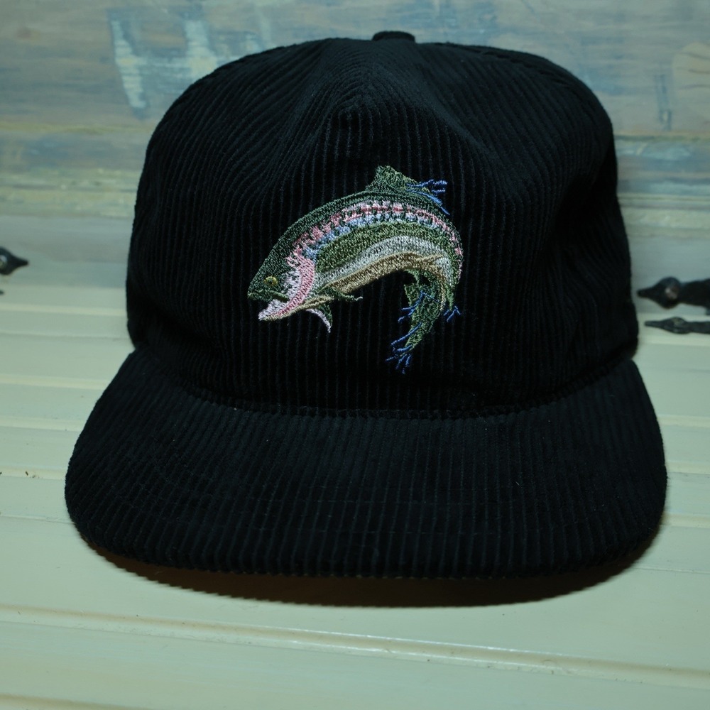The Ampal Creative Rainbow Trout II Baseball Cap Black Corduroy USA Made